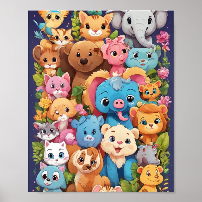 Poster Muitos animais design (Frente)