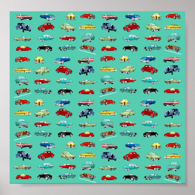 Póster Muitos carros retrorreflectores (Frente)