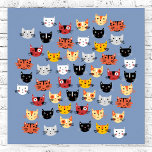 Poster Muitos Gatinhos<br><div class="desc">Um monte de gatinhos divertidos em um fundo azul de médio para amantes de animais e animais de estimação.</div>