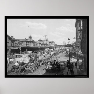 Póster Muitos negócios na West Street em Nova Iorque 1901