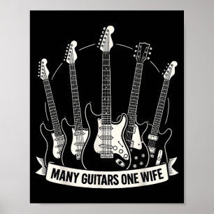 Poster Muitos Violões Uma Esposa Divertido Músico Guitarr