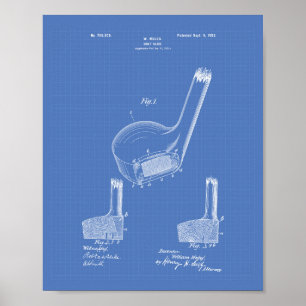 Póster Mules Golf Club 1902 Patent Art - Blueprint