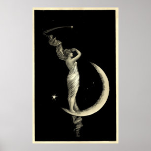 Poster Mulher 1889 da antiguidade na lua crescente