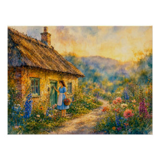 Póster Mulher à Porta da Cabana,
