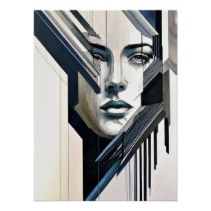 Póster Mulher abstrata geométrica