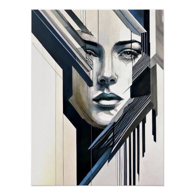 Póster Mulher abstrata geométrica (Frente)