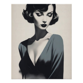 Póster Mulher Abstrato branca e negra