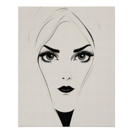 Póster Mulher Abstrato Branca e Negra Negra