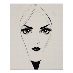 Póster Mulher Abstrato Branca e Negra Negra