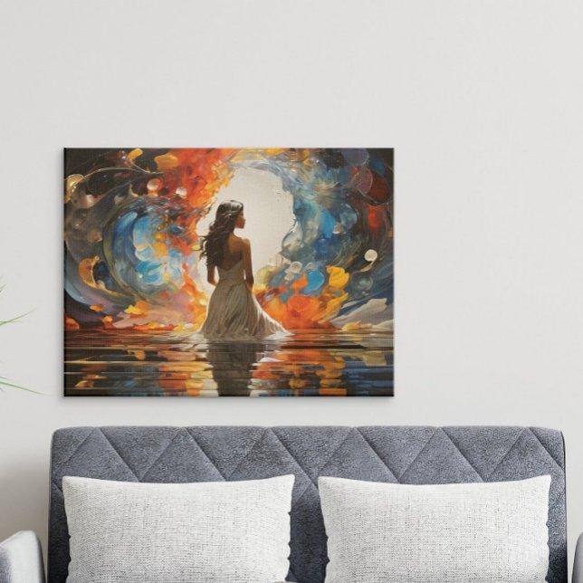 Poster Mulher Abstrato de Aquarela Eetérea na Água (Criador carregado)