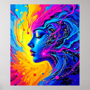 Poster Mulher Abstrato de Dreamy Colorful