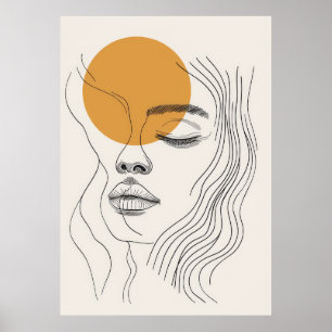 Poster mulher abstrato minimalista encara arte da linha