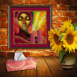 Poster Mulher Africana com Velas e Tela Moderna