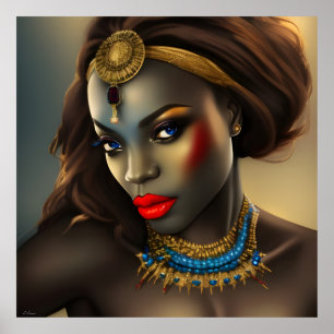 Poster Mulher africana exótica deslumbrante com jóia na c