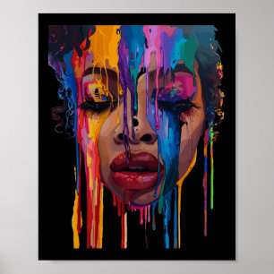 Poster Mulher Africana Legal Afro Colorido Rosto Pintado