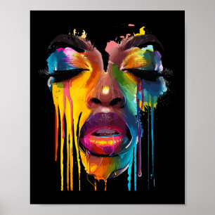 Poster Mulher Africana Legal Afro Cor Rosto Pintado Junet