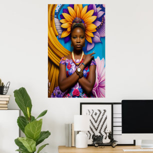 Poster Mulher africana linda com um relógio
