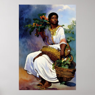 Poster Mulher africana vestida com uma cesta