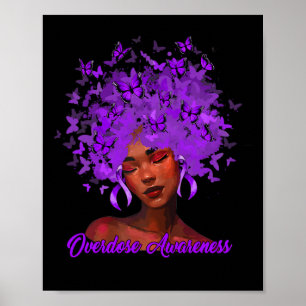 Poster Mulher Afro-Africana Afro Faixa Roxa Overdose Cons