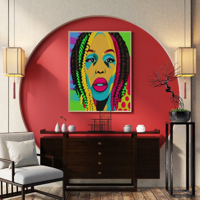 Poster Mulher Afro-Americana Bold Pop Art Com Bloqueio (Criador carregado)