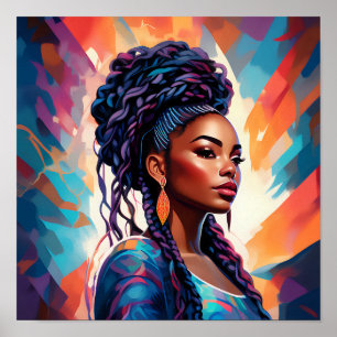 Poster Mulher afro-americana seu cabelo em uma coroa