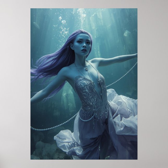 Poster Mulher Alien de Cristal Subaquático – Fantasia (Frente)