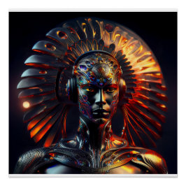 Póster Mulher alienígena com endereço de metal