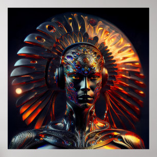 Poster Mulher alienígena com endereço de metal