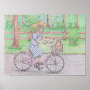 Poster mulher andando de bicicleta