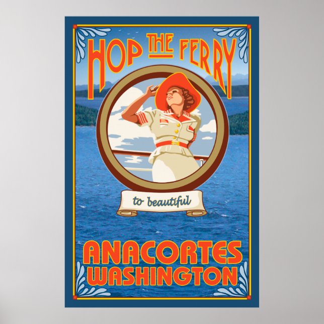 Poster Mulher Andando Ferry - Anacortes Washington (Frente)