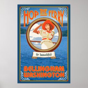 Poster Mulher Andando Ferry - Bellingham, Washington