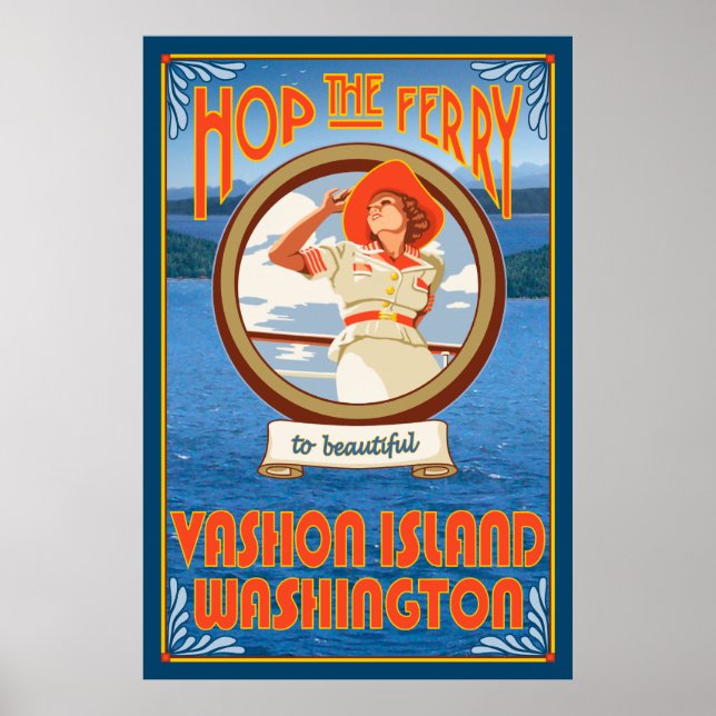 Póster Mulher Andando Ferry - Ilha Vashon, Washington (Frente)