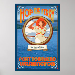 Poster Mulher Andando Ferry - Port Townsend Washington