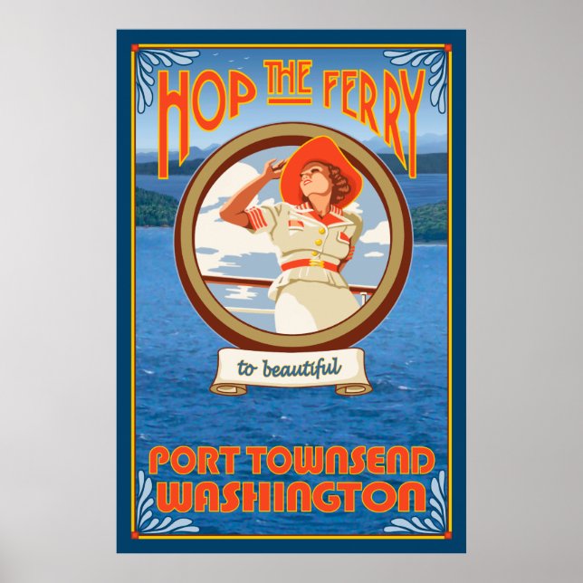 Poster Mulher Andando Ferry - Port Townsend Washington (Frente)