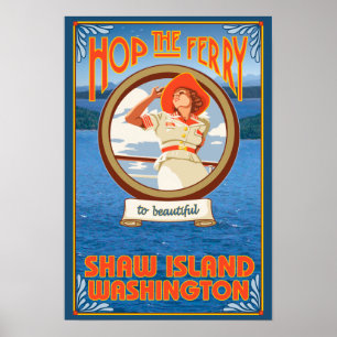 Poster Mulher Andando Ferry - Shaw Island, Washington
