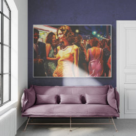 Poster Mulher Andando Pelos Pinos De Pintura Da Multidão