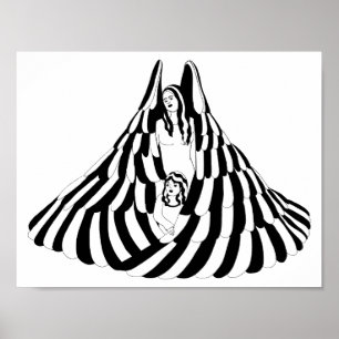 Poster Mulher Anjo Guardiã com a pequena Arte