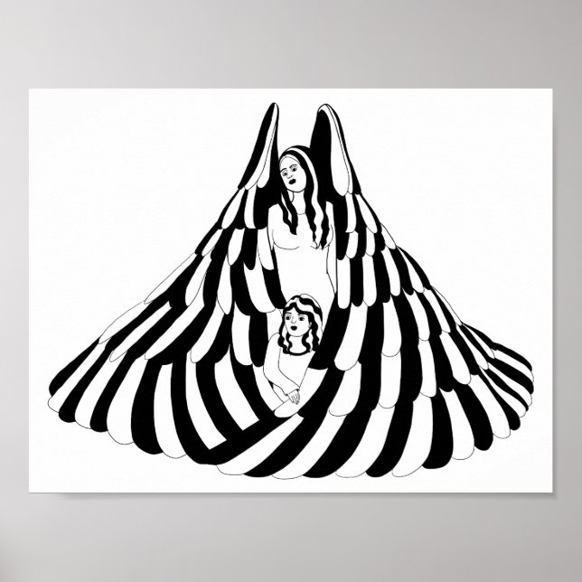 Poster Mulher Anjo Guardiã com a pequena Arte (Frente)