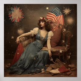 Poster Mulher Ano novo americana com um sinalizador