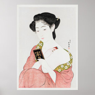 Poster Mulher Aplicando Pó por Goyō Hashiguchi (1918)