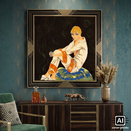 Poster Mulher Art Déco Antiga, Fumando por S. Chompre