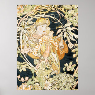 Póster Mulher Art Nouveau deslumbrante de Alphonse Mucha