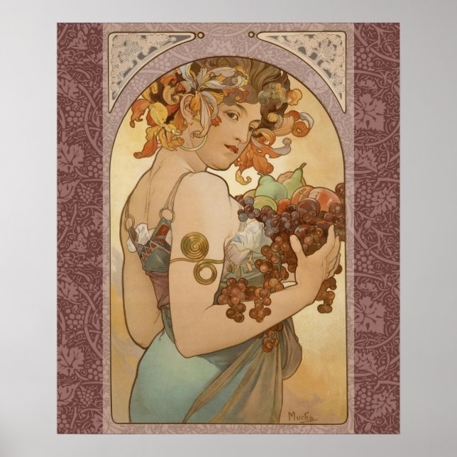 Póster Mulher Art Nouveau Mucha Linda (Frente)