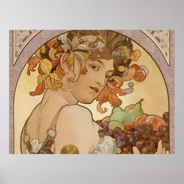 Póster Mulher Art Nouveau Mucha Linda (Frente)