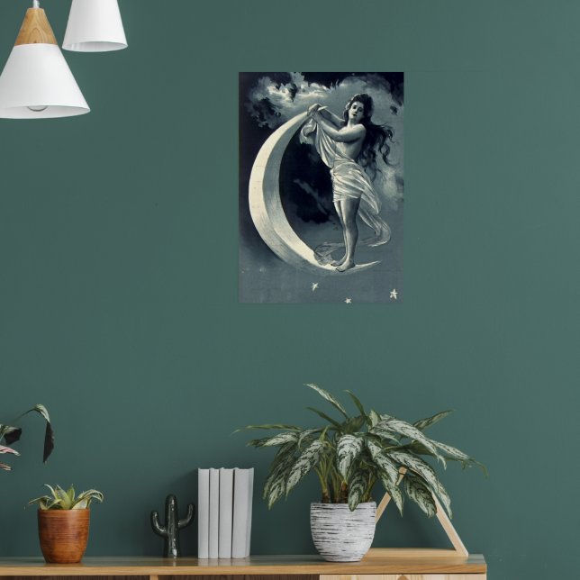 Poster Mulher Art Nouveau na Lua Crescente (Sala de Estar 1)
