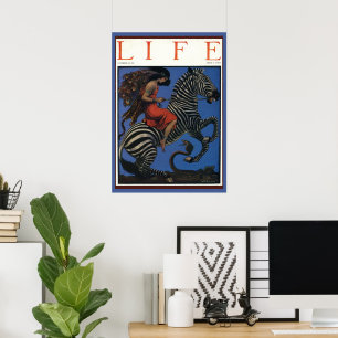 Poster Mulher Art Nouveau Zebra Vintage