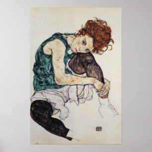 Póster Mulher assentada, Egon Schiele, 1917, 16W x 24H