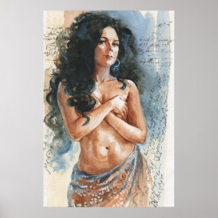 Poster Mulher bailarina, retrato de aquarela