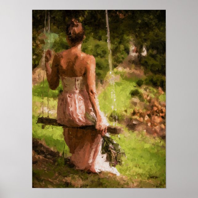 Poster Mulher balançando com flores (Frente)