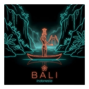 Póster Mulher Bali Kebaya — Rio Sagrado — Indonésia